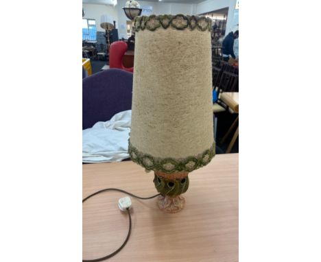 Vintage pottery lamp with shade, untested 