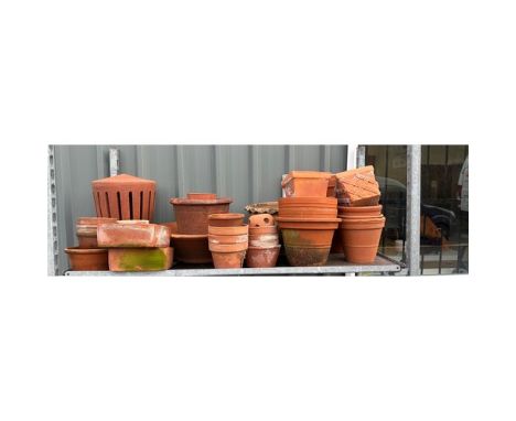 Large shelf of Terracotta plant pots various sizes