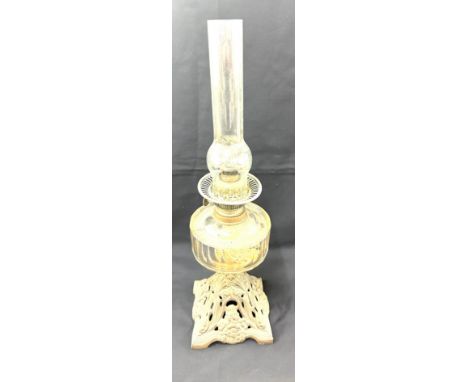 Vintage cast iron base oil lamp height 23.5 inches tall