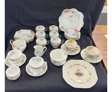 Selection of part tea services to include Royal Albert Silver Maple pattern, Grafton China and sons and Copeland Spode 