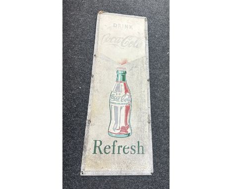 Vintage tall enamel Coca cola sign, approximate measurements Height 54 inches, Width 18 inches