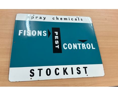Enamel Fisons Pest Control advertising sign, approximate measurements: Height 20 inches, Width 24 inches
