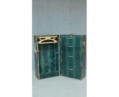A vintage cabin trunk fitted drawers and hanging space. H.52 W.102 D.57cm 