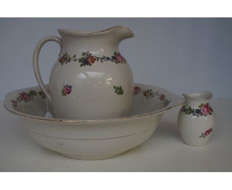 Victorian jug, wash basin &amp; toothbrush holder (Staffordshire)