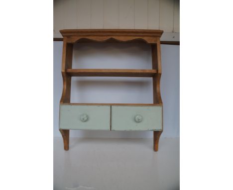 2x Drawer pine wall shelf 