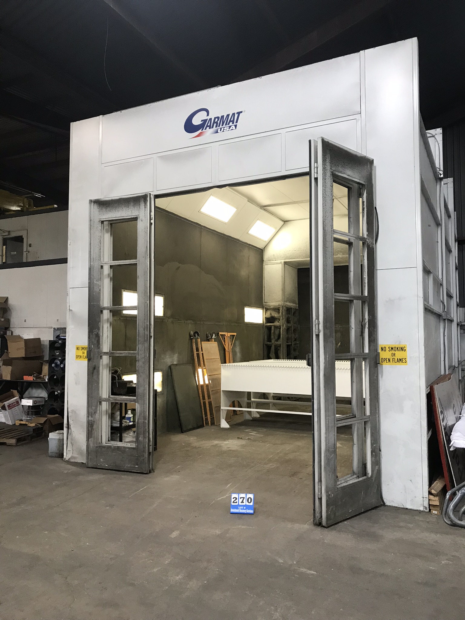 GARMAT USA PAINT BOOTH, INSIDE APPROX DIMS 15' 7"W X 27'L X 16'H, DOOR