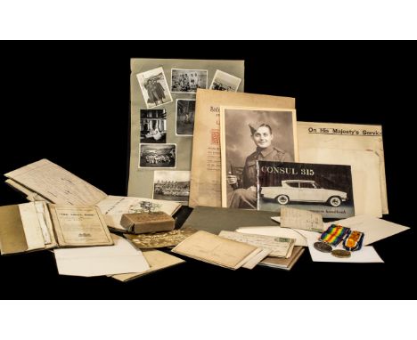 Military Interest -  WWI Ephemera, two medals awarded to 33694 Sgt M Davies E Lan R, together with 1914 The Small Book, vario