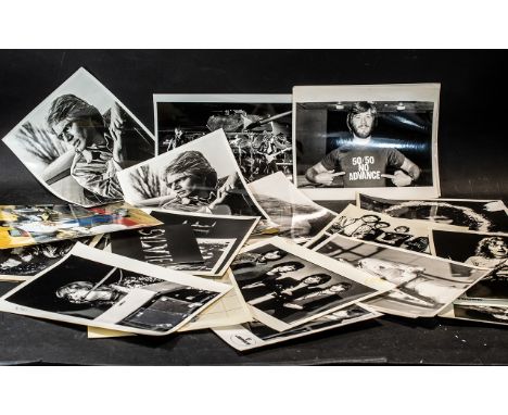 Pop Music ' Unsigned ' Photographs, Mainly 10 x 8 Inches, Stars Noted, David Bowie, Thin Lizzy, Adam Faith, Michael Jackson e