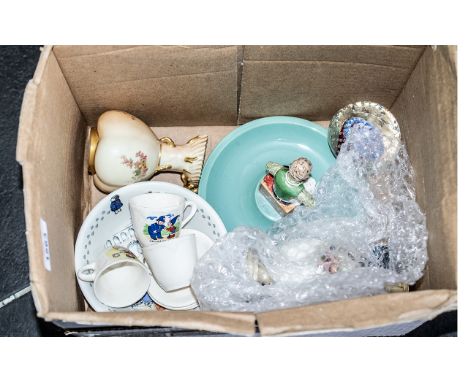 Small Mixed Lot of Pottery, to include a Royal Worcester blush ivory specimen vase, a John Deakin paperweight, three nursery 