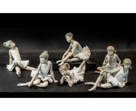 Collection of Nao by Lladro Ballerina Figures, comprising six ballerinas in tutus, in various poses, all in good condition.