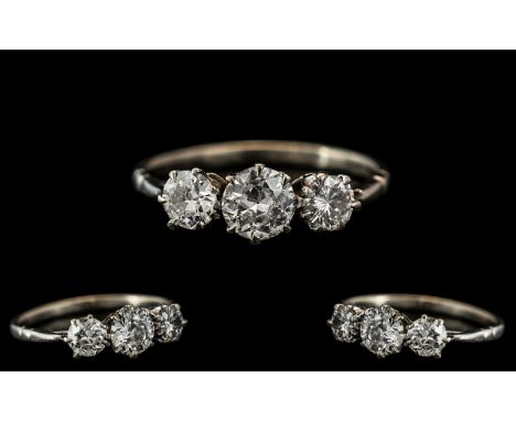 Ladies 18ct White Gold Attractive 3 Stone Diamond Set Ring, of White Colour and Excellent Clarity. Est Diamond Weight 1.20 ct