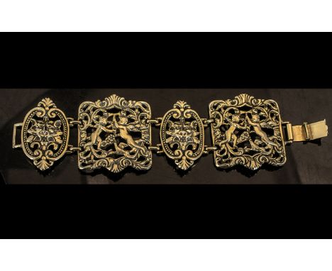 Jewel Craft Creations Art Nouveau Design Statement Bracelet, Gold Plate. Designer Statement Bracelet Gold Plated and of Lovel