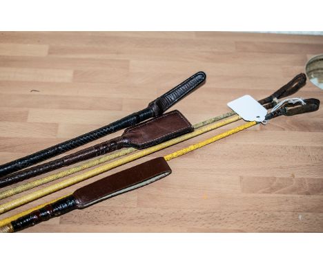 Military Riding Crops - Six Officers Riding Crops, comprising three Life Guards, one 14/20th Hussars, one leather and silver 