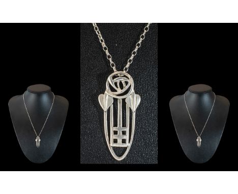 Silver Scottish Celtic Design Pendant Suspended on Silver Necklace. Superb Design Celtic Pendant, Makers Mark and Hallmarked 