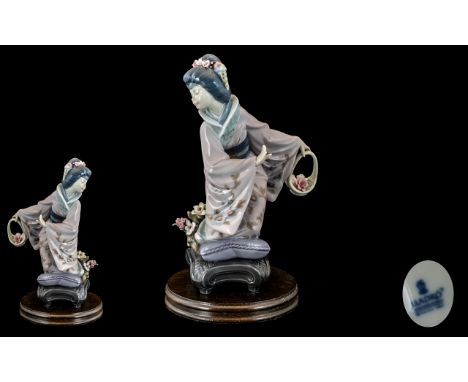 Lladro - Hand Painted - Asian Porcelain Figure  ' Michiko ' Model No 1447. Issued 1983 - Retired. Height 8.25 Inches - 21.10 