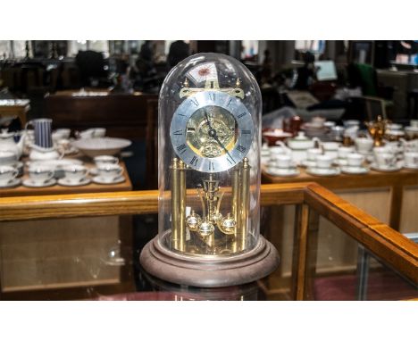 Carriage Clock by S Haller, with dome cover, measures approx. 12" tall.