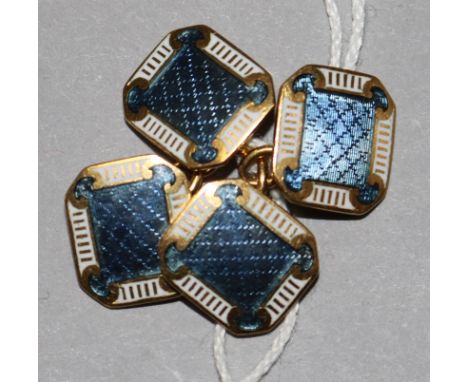 A pair of 18ct gold and two colour enamel cuff links, numbered SL1308?.