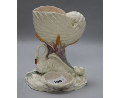 A Royal Worcester swan and nautilus shell vase, 8in.