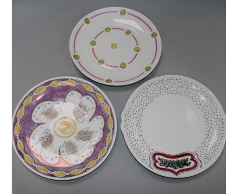 A Vanessa Bell for Foley floral design plate, another Foley plate and a Colclough plate (3)