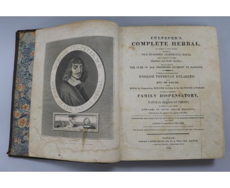 Culpeper, Nicholas - The English Physician ... Culpeper's Complete Herbal, 4to, calf with strengthened joints, with repaired 