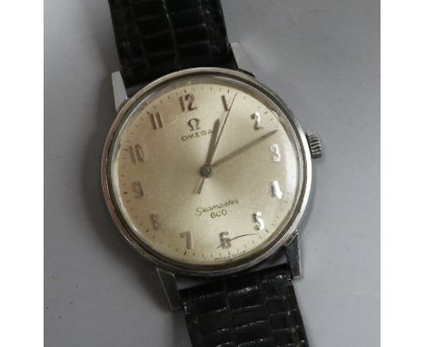 A gentleman's stainless steel Omega Seamaster 600 manual wind wrist watch.