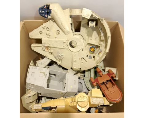 Quantity of Kenner Star Wars Starships &amp; Vehicles Includes Millennium Falcon, Slave I, Luke's Speeder, AT-AT with others.