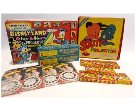 Chad Valley Give A Show Projector x2 Includes Disney Land Boxset, Sooty Boxset, Extra Reel Sets with others. Good to Good Plu