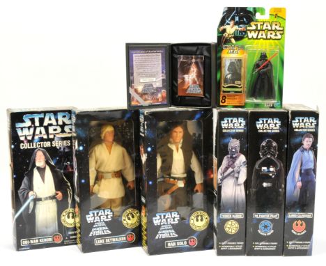 Kenner Star Wars Collectors series 12" figures x 6 including Obi-Wan Kenobi, Luke Skywalker, Lando Calrissian, TIE Fighter Pi