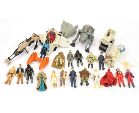 A selection of Kenner Star Wars vintage 3 3/4" figures, vehicles and accessories including Die-cast Cloud Car, Speeder Bike, 
