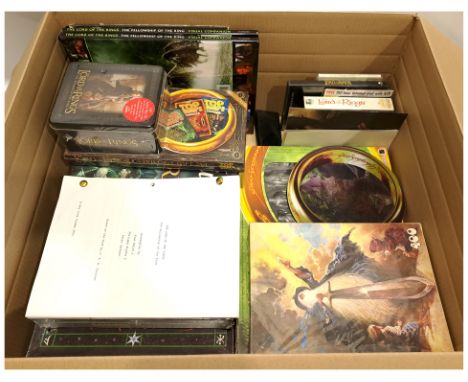 Quantity of Lord of the Rings Collectibles Includes Trivial Pursuit DVD Game, 1000 Piece Puzzle, Visual Companion Books, CDs,