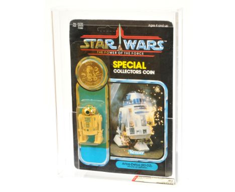 Kenner Star Wars vintage The Power of the Force R2-D2 pop-up lightsaber 3 3/4" figure AFA Graded 85 Y-NM+, Card 85 Bubble 90 