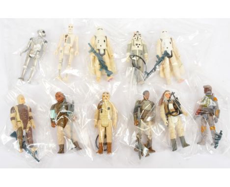 Kenner Star Wars vintage 3 3/4" figures x 11 including Hoth Stormtrooper x 2, AT-AT Driver, Luke Skywalker Hoth, 8D8, Lando C