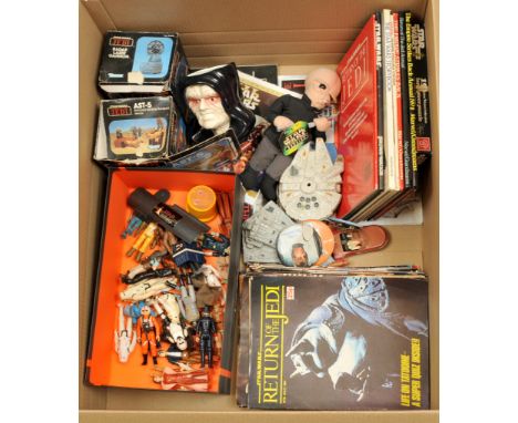 A Selection of Kenner and Palitoy Star Wars vintage collectables including various 3 3/4" figures, Annuals, Comics, Badges, D