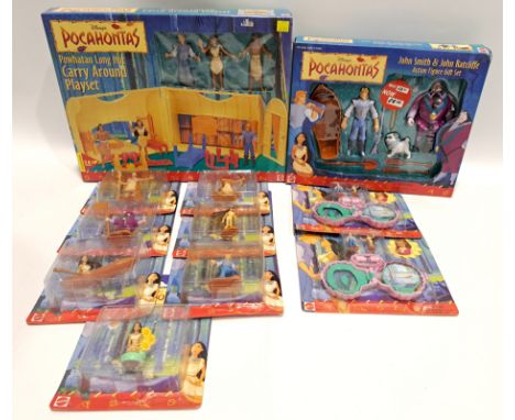 Mattel Disney Pocahontas Boxed and Carded Figures Includes John Smith &amp; John Ratcliffe, Powhatan Log Hut, Once Upon A Tim