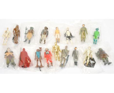 Kenner vintage Star Wars 3 3/4" figures x 17 including Princess Leia Hoth, Lando Calrissian Rebel Commando, Chewbacca, Hammer