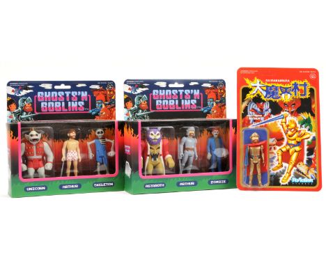 Super7 Reaction Ghosts'N Goblins 3 packs x 2 and Magic Armor Arthur figure, all within Near Mint sealed packaging. (3)