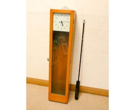 A Gent's of Leicester electric master clock in light oak and glazed case 4'3 high 
