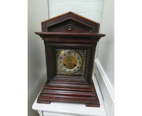 Edwardian striking bracket clock in walnut case 