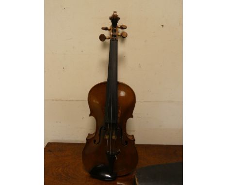 A violin bearing label  Jacobus Stainer in Absam 1635 with bow in case 