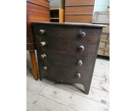 A Georgian mahogany bow front chest of drawers style commode with lift up top complete with liner 