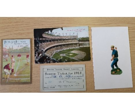 BASEBALL, selection, inc. 1911 Princeton University season ticket, p/c of New York NL Stadium, scrap (laid down) & Huntley & 