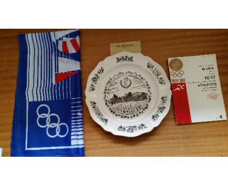 OLYMPICS, selection, inc. 1964 Tokyo daily programme (4th day of Athletics); ceramic plate for the 1976 Montreal Torch Relay 