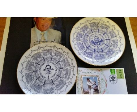 CRICKET, two Century of Centuries plates, Geoffrey Boycott & Len Hutton, by Coalport (LE1500) & Royal Grafton (LE1000) respec