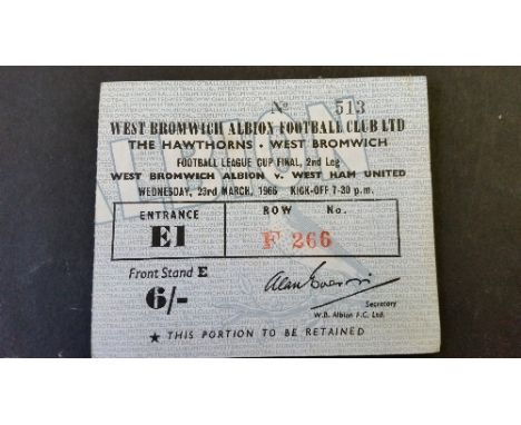 FOOTBALL, ticket, West Bromwich v West ham, 23rd March 1966, LC Final (2nd leg), VG