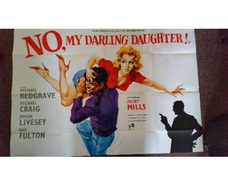 CINEMA, posters, No! My Darling Daughter, portrait and landscape art-style designs (each featuring Juliet Mills full-length);
