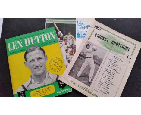 CRICKET, selection, inc. brochures (5), D'Olivera (c1975), Alec Bedser 1953, Len Hutton Story, 1957 Cricket Spotlight; signed
