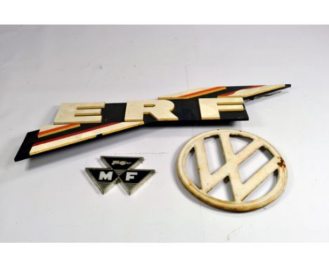 Original ERF, Massey Ferguson Tractor and VW Camper Badges. (3)