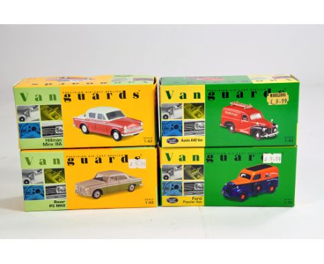 Corgi 1/43 Vanguards diecast Group comprising Hillman Minx, Austin A40 Van, Rover P5 and Ford Popular Van. M in Boxes. (4)