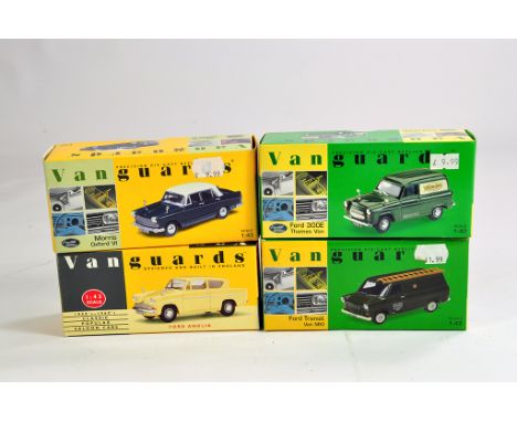 Corgi 1/43 Vanguards diecast Group comprising Morris Oxford VI, Ford 300E, Ford Anglia and Ford Transit Van. M in Boxes. (4)