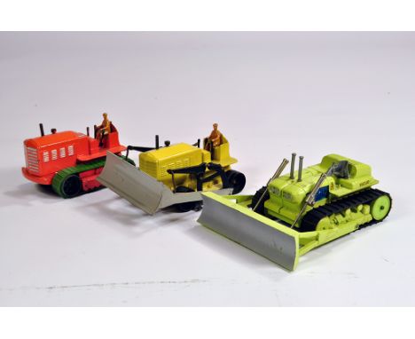 Dinky Heavy Tractor (Replacement tracks) plus Bulldozer and Corgi Euclid Tractor with Blade. Generally VG to E. (3)